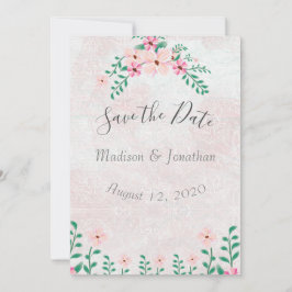 Schöne Pink Floral Wasserfarbe Hochzeit Save The Date