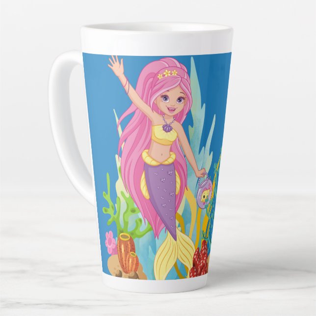 Schöne PINK HAIR Meerjungfrau Milchtasse (Linke Ecke)