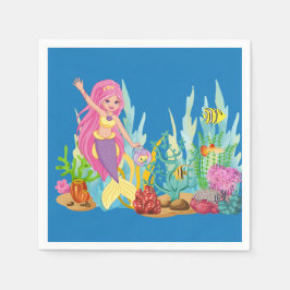 Schöne PINK HAIR Meerjungfrau Serviette