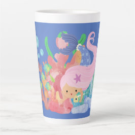 Schöne PINK HAIR Meerjungfrau spielt einen Fisch u Milchtasse