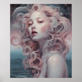 Schöne Pink Hair Mermaid Poster