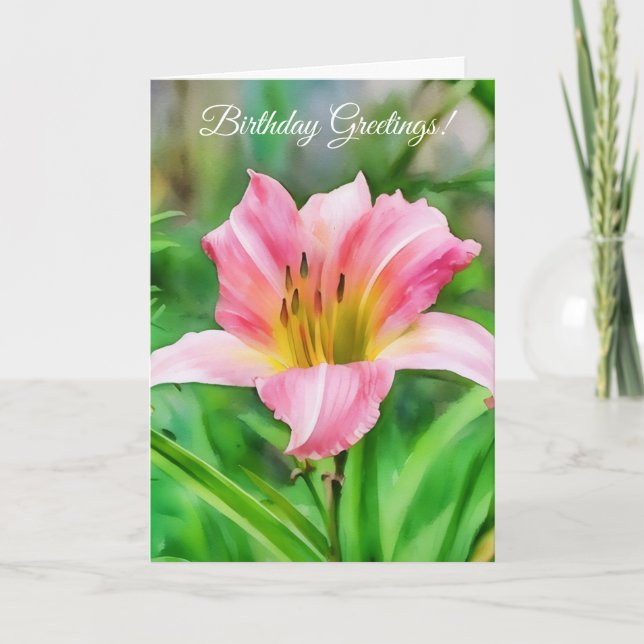 Schöne Pink Liege Blume Blumenstrauß Art Geburtsta Karte (Vorderseite)