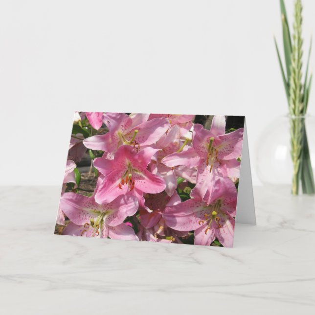 Schöne Pink Lilies Karte (Vorderseite)