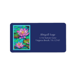 Schöne Pink Lotus Blume Wasseraufnahme Adresse Adressaufkleber