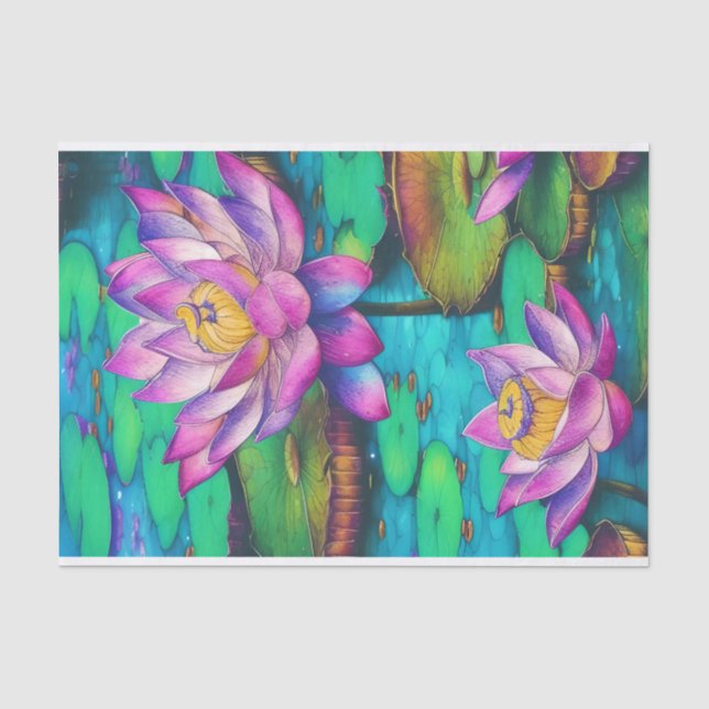Schöne Pink Lotus Blume Wasserszene Seidenpapier (Vorderseite)