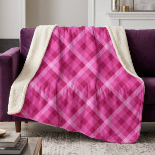 Schöne Pink Magenta Kariert große Sherpa Blanka Sherpadecke