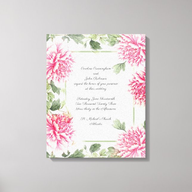 Schöne Pink Peonies Wedding Leinwand Print (Vorderseite)