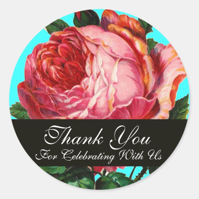 SCHÖNE PINK ROSE Vielen Dank Runder Aufkleber (Vorderseite)