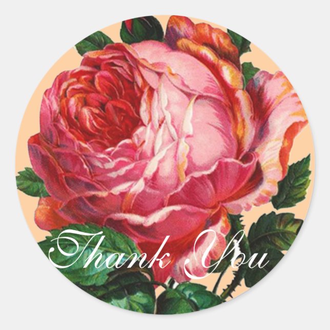 SCHÖNE PINK ROSE Vielen Dank Runder Aufkleber (Vorderseite)