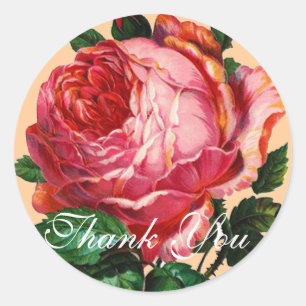 SCHÖNE PINK ROSE Vielen Dank Runder Aufkleber