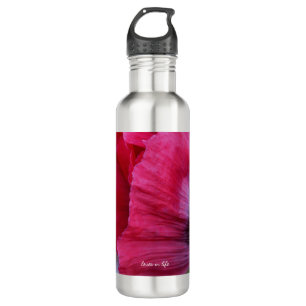 Schöne PInk und Lila Poppy-Blume Edelstahlflasche
