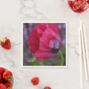 Schöne PInk und Lila Poppy-Blume Serviette