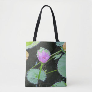 Schöne Pink Wasserlilie Blume Bloom Lily Pad Tasche