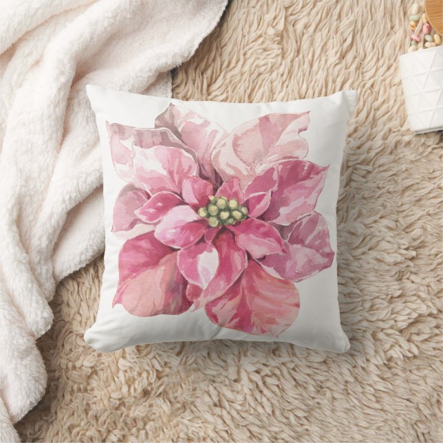 Schöne Pink Weihnachten Poinsettia Kissen (Decke)