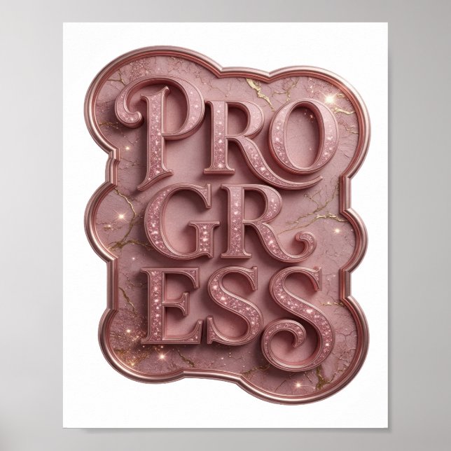 Schöne Pinke PROGRESS-Textgestaltung Poster (Vorne)