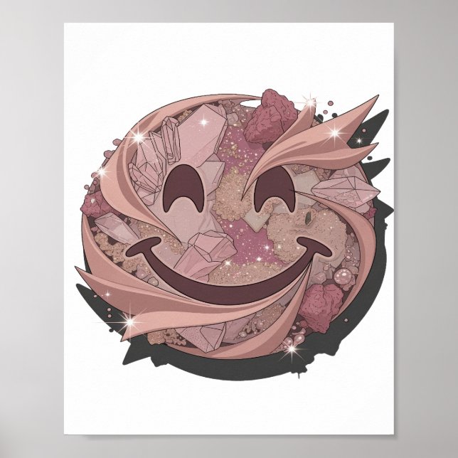 Schöne Pinke SMILEY MOON Moderne Gestaltung Poster (Vorne)