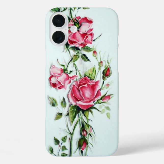 SCHÖNE PINKROSEN UND ROSENKNOSPE iPhone 16 PLUS HÜLLE (Rückseite)