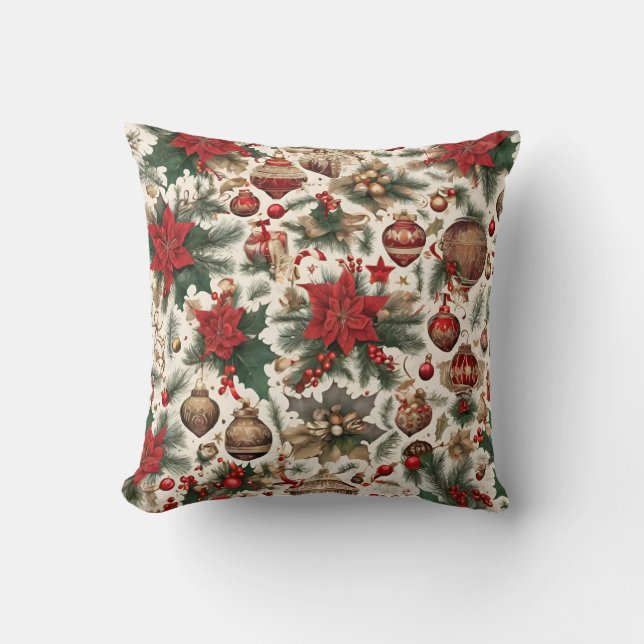 Schöne Poinsettia-Blume, Weihnachtsdekorationen Kissen (Vorderseite)