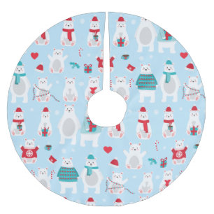 Schöne Polarbären Polyester Weihnachtsbaumdecke
