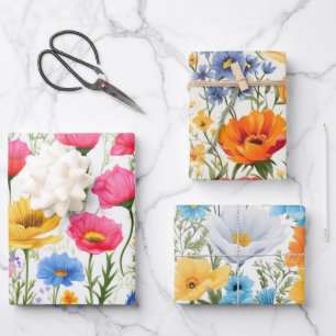 Schöne Poppies Field Blume Dusche Geschenkpapier Set