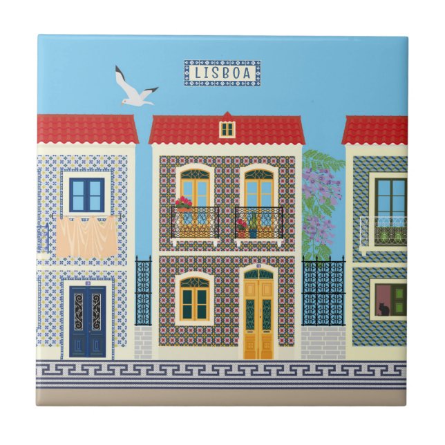 Schöne portugiesische Häuser mit Fliesen oder Azul (Vorderseite)