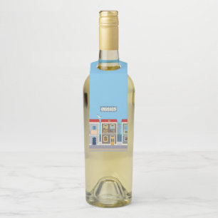 Schöne portugiesische Häuser mit Fliesen oder Azul Flaschenanhänger