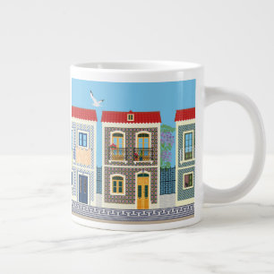 Schöne portugiesische Häuser mit Fliesen oder Azul Jumbo-Tasse