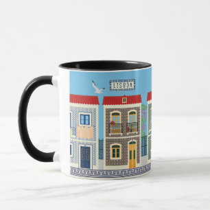 Schöne portugiesische Häuser mit Fliesen oder Azul Tasse