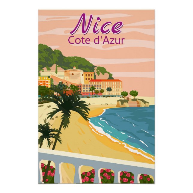 Schöne Poster der französischen Riviera Küste vint (Vorderseite)