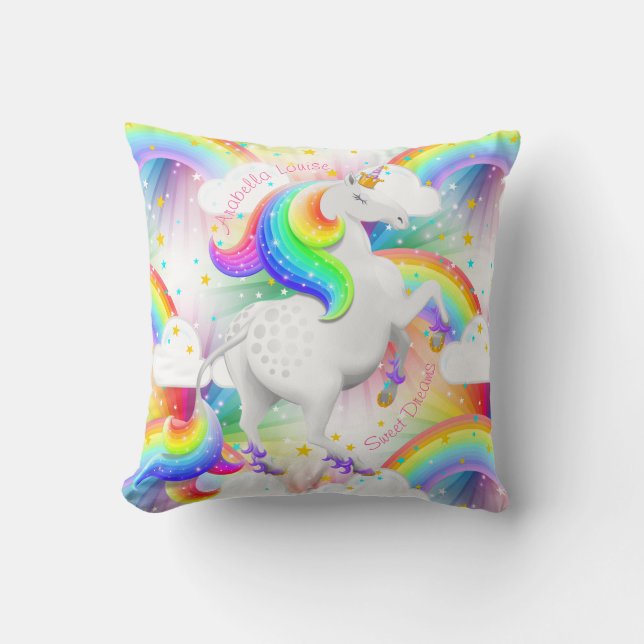 Schöne Princess Unicorn Rainbow Sternexplosion Dek Kissen (Vorderseite)