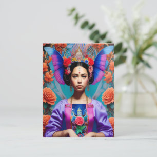 Schöne Prinzessin mit Blumenkleid Postkarte