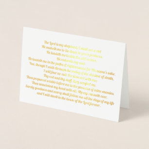 Schöne Psalm 23 Bibel Verse Gold Foil Card Folienkarte