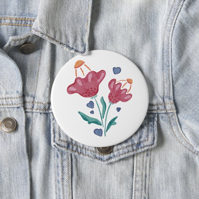 Schöne psychedelische Blume Button (Beispiel)