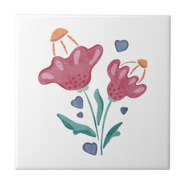 Schöne psychedelische Blume Fliese (Vorderseite)