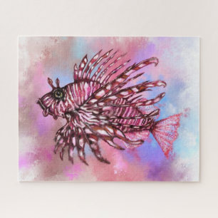 Schöne Puzzle Lionfish Schwimmen