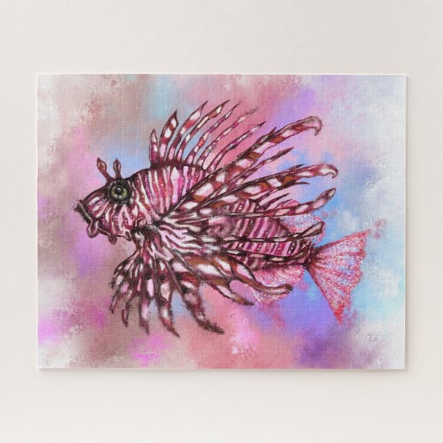 Schöne Puzzle Lionfish Schwimmen (Horizontal)
