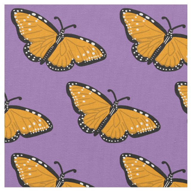 Schöne Queen Butterfets Muster Orange Lila Stoff (Nahaufnahme)