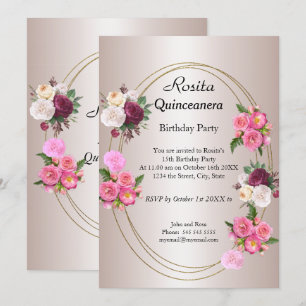 Schöne Quinceanera Light Pink Geburtstagsparty Einladung