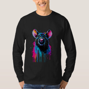 Schöne Rattenliebhaber Bunte Pop-Art-Ratte T-Shirt