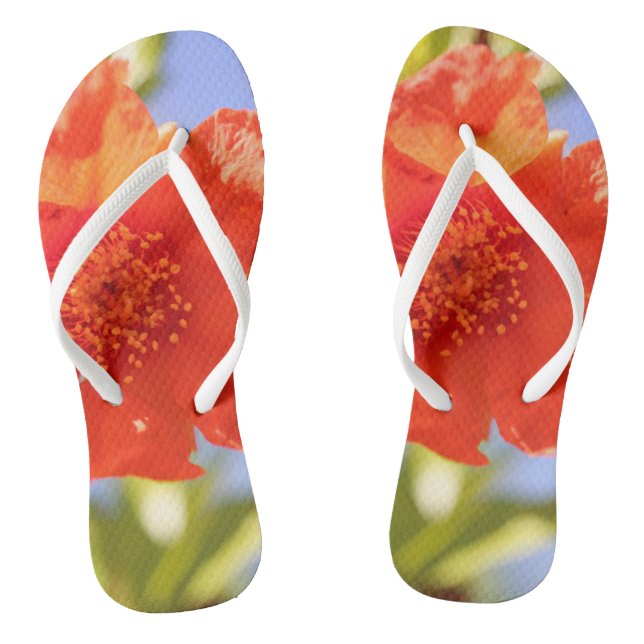 Schöne Red Blume Blue Sky Flip Flops (Fußbett)