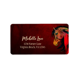 Schöne Red Fire Horse-Adresse Adressaufkleber