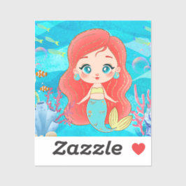 Schöne RED HAIR Meerjungfrau spielt Aufkleber