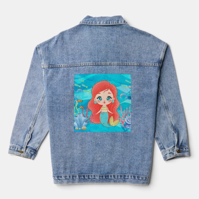 Schöne RED HAIR Meerjungfrau spielt Jeansjacke (Rückseite)