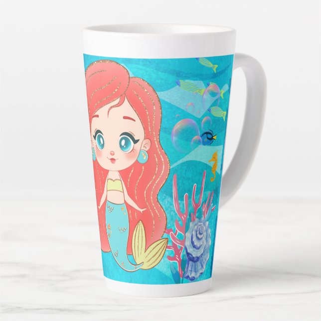 Schöne RED HAIR Meerjungfrau spielt Milchtasse (Rechte Ecke)