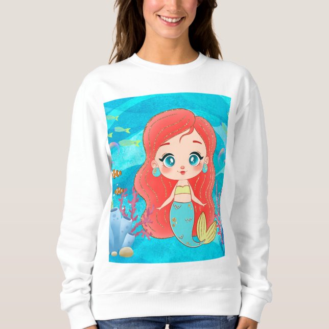 Schöne RED HAIR Meerjungfrau spielt Sweatshirt (Vorderseite)