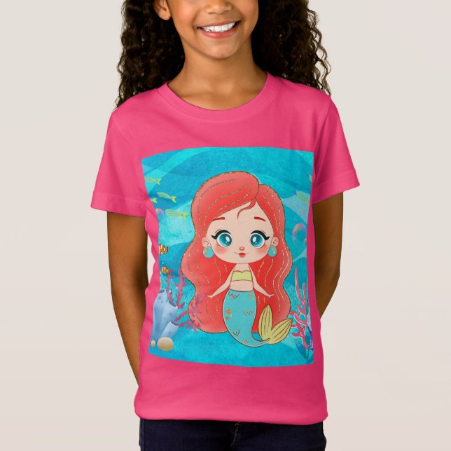 Schöne RED HAIR Meerjungfrau spielt T-Shirt (Vorderseite)