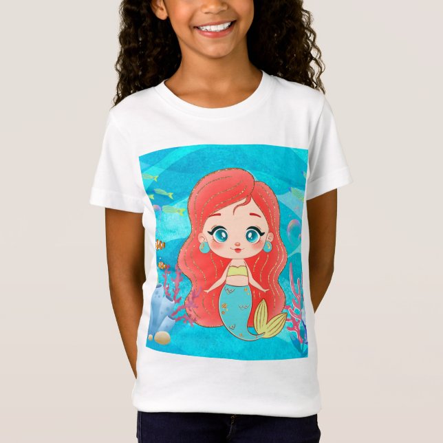 Schöne RED HAIR Meerjungfrau spielt T-Shirt (Vorderseite)