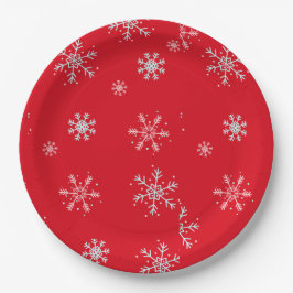 Schöne Red Illustration Schneeflocke Red Backgroun Pappteller