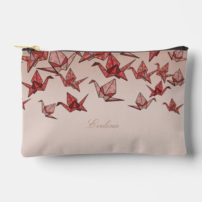 Schöne Red Origami Paper Crane Wedding Zubehörtasche (Vorderseite)