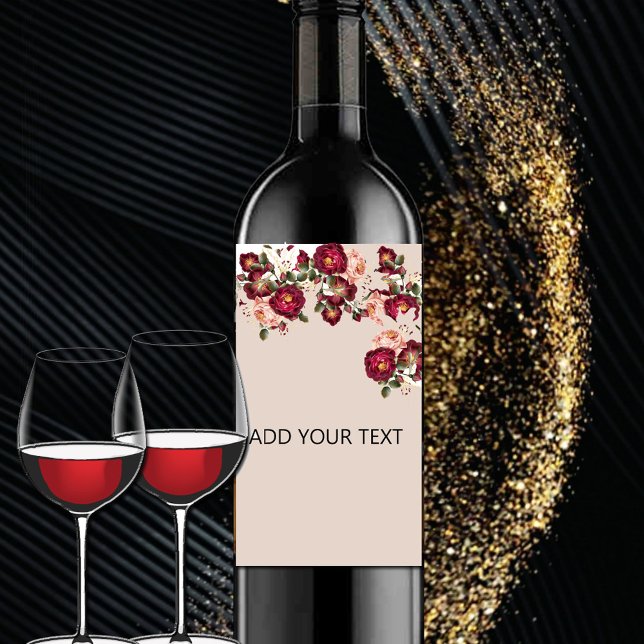 Schöne Red Pink Roses White Lilies Wedding Weinetikett (Von Creator hochgeladen)